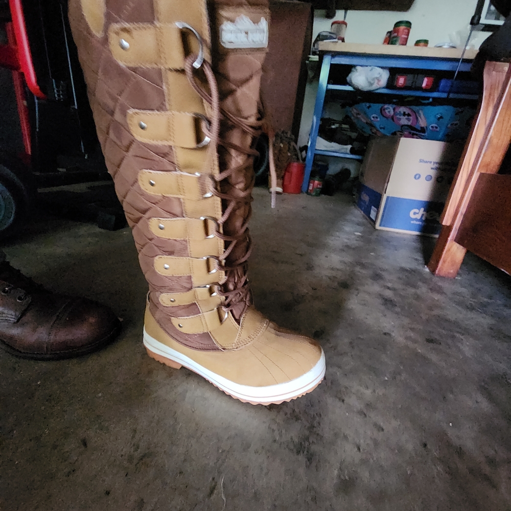 Brown and Tan Winter Lace-Up Boots - Picture 3 of 5